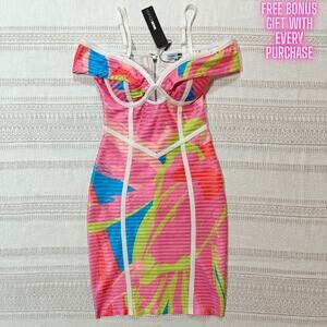 Fashion Nova Mali Bandage Mini Dress Multicolor Size XS NWT